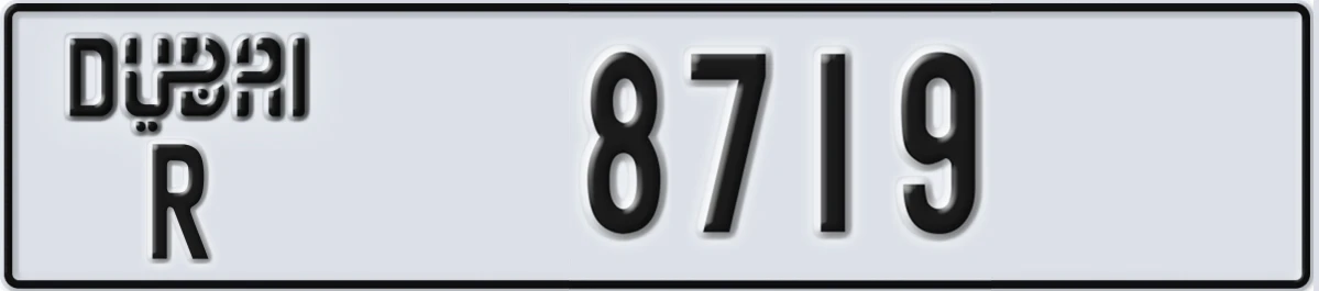 UAE License Plate Dubai R 8719