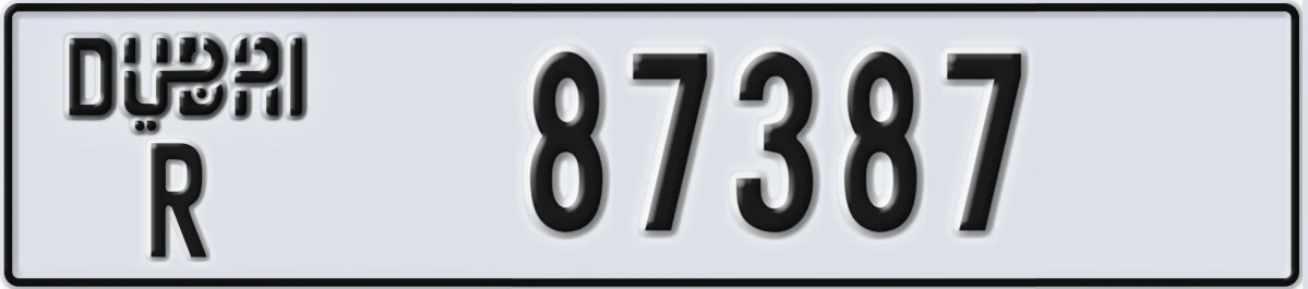UAE License Plate Dubai R 87387
