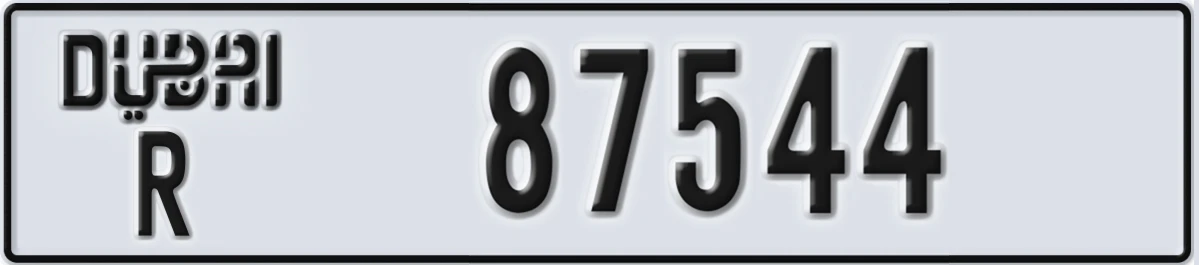 UAE License Plate Dubai R 87544