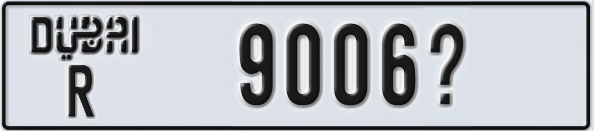 UAE License Plate Dubai R 9006X