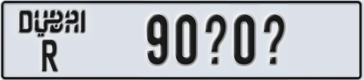 UAE License Plate Dubai R 90X0X