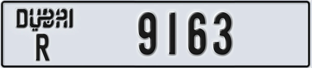 UAE License Plate Dubai R 9163