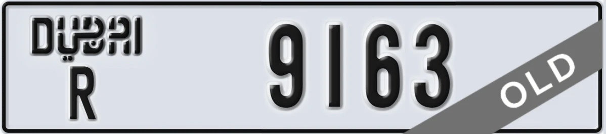 UAE License Plate Dubai R 9163
