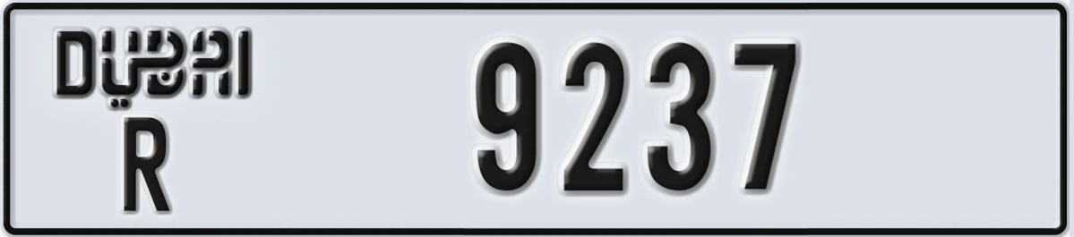UAE License Plate Dubai R 9237