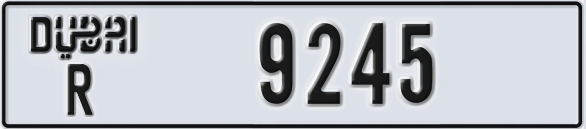 UAE License Plate Dubai R 9245