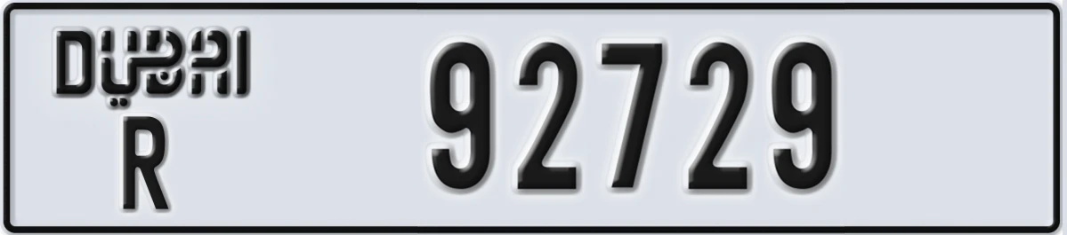 UAE License Plate Dubai R 92729