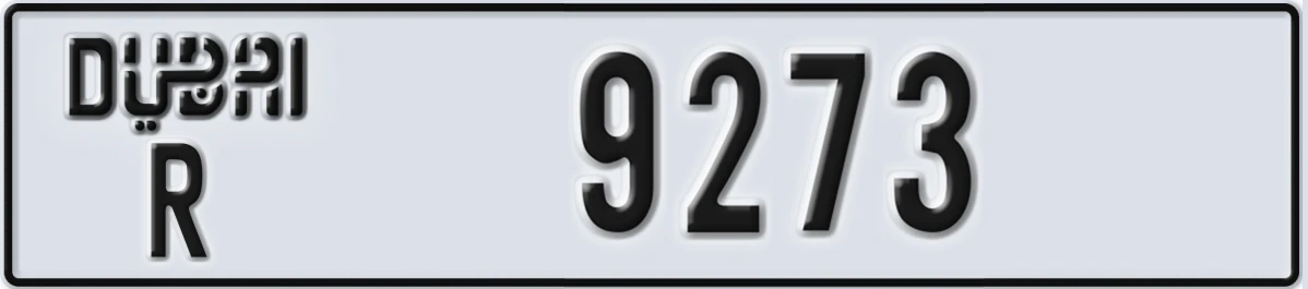 UAE License Plate Dubai R 9273