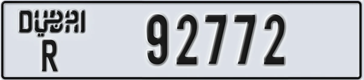 UAE License Plate Dubai R 92772
