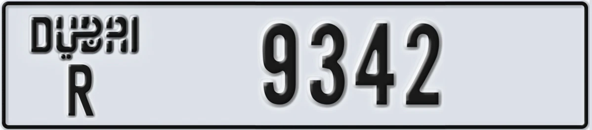 UAE License Plate Dubai R 9342