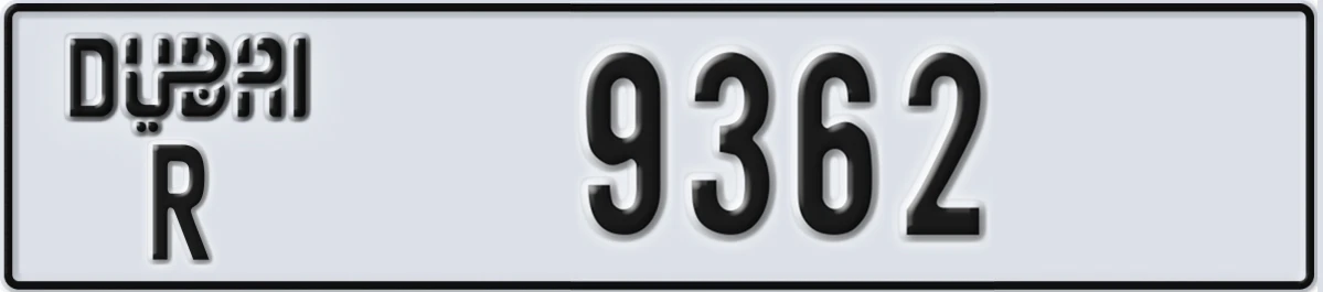 UAE License Plate Dubai R 9362