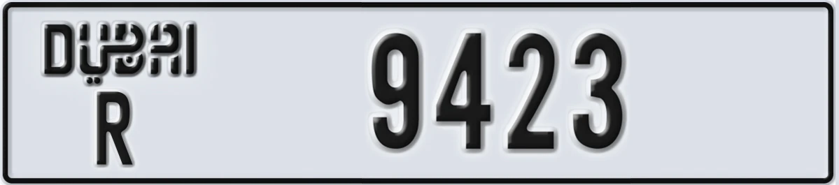 UAE License Plate Dubai R 9423