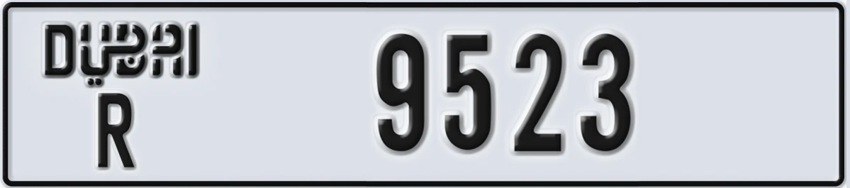 UAE License Plate Dubai R 9523
