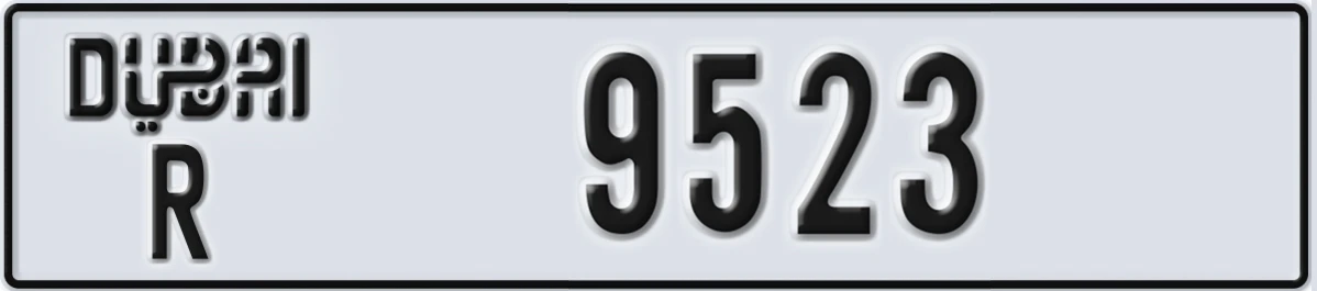 UAE License Plate Dubai R 9523