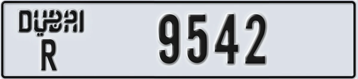 UAE License Plate Dubai R 9542