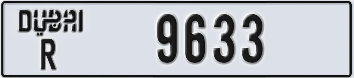 UAE License Plate Dubai R 9633