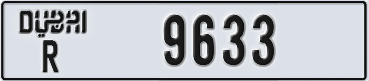 UAE License Plate Dubai R 9633