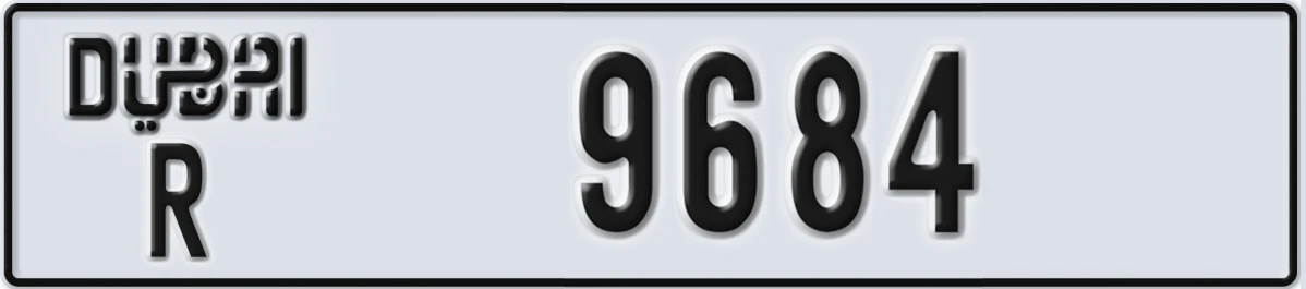 UAE License Plate Dubai R 9684