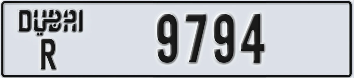 UAE License Plate Dubai R 9794