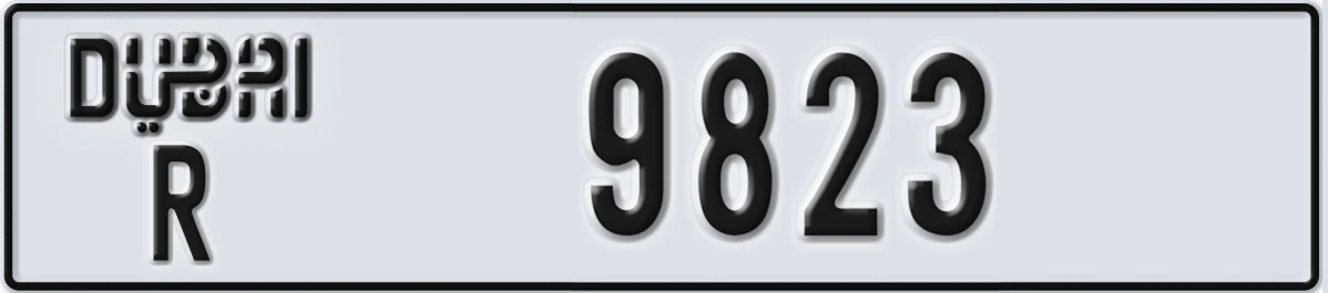 UAE License Plate Dubai R 9823