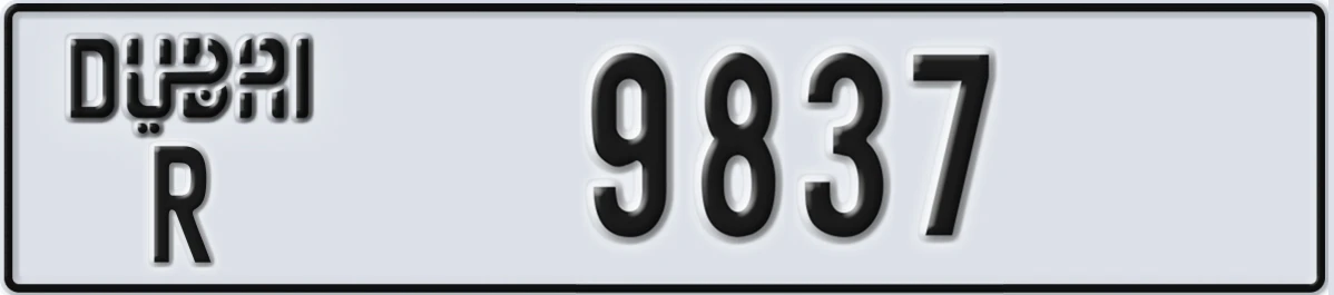 UAE License Plate Dubai R 9837