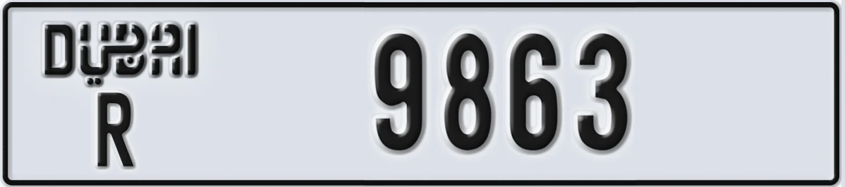 UAE License Plate Dubai R 9863