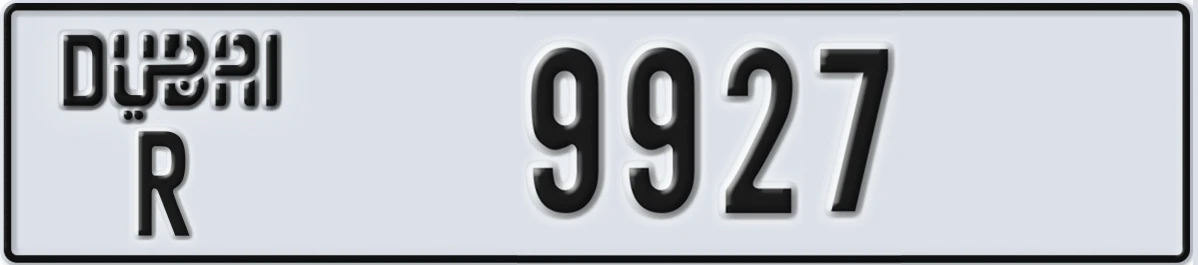 UAE License Plate Dubai R 9927