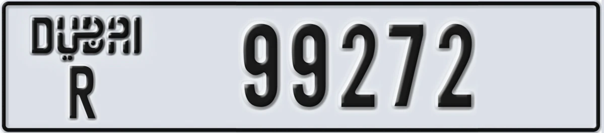 UAE License Plate Dubai R 99272