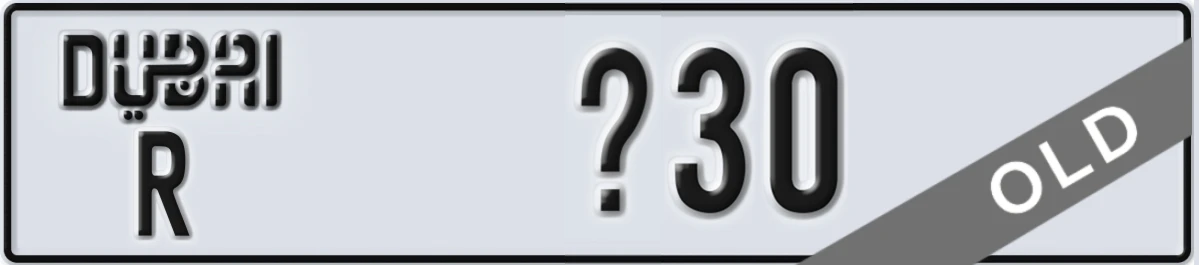 UAE License Plate Dubai R X30