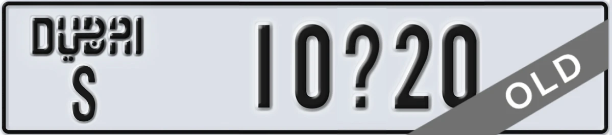 UAE License Plate Dubai S 10X20