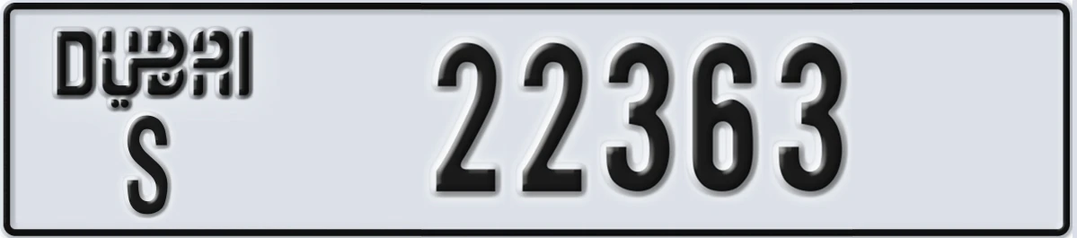 UAE License Plate Dubai S 22363