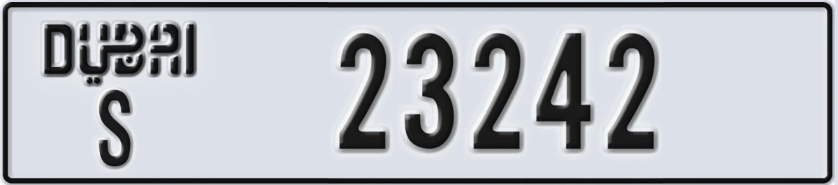 UAE License Plate Dubai S 23242