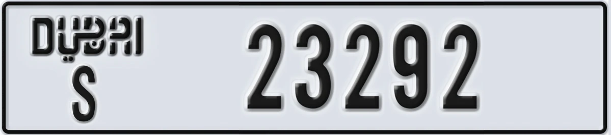 UAE License Plate Dubai S 23292