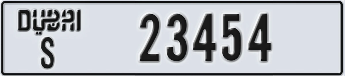 UAE License Plate Dubai S 23454