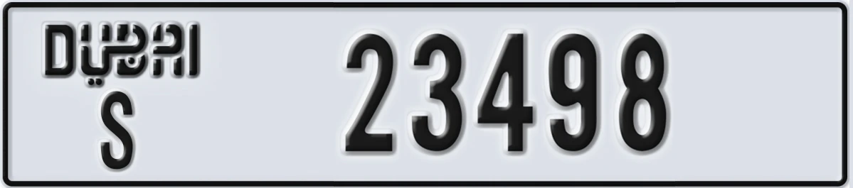 UAE License Plate Dubai S 23498