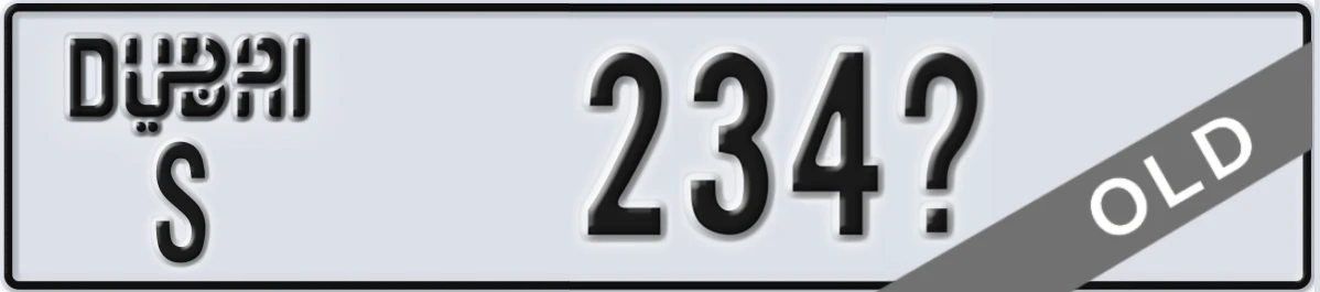 UAE License Plate Dubai S 234X