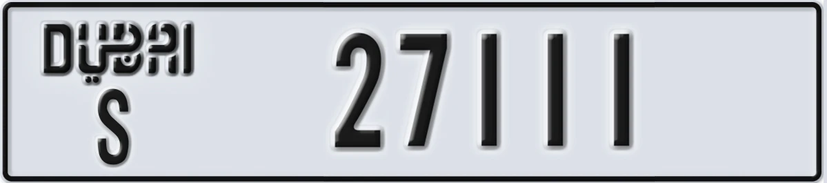 UAE License Plate Dubai S 27111