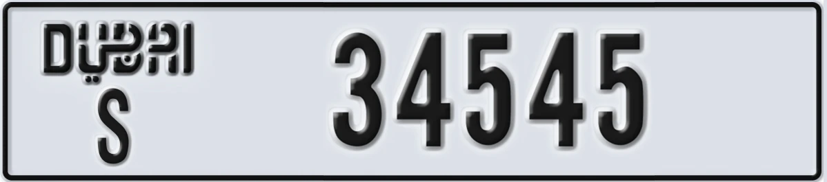 UAE License Plate Dubai S 34545