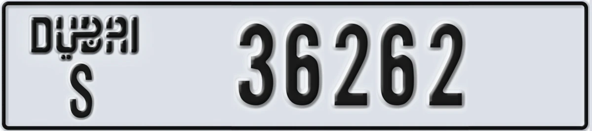 UAE License Plate Dubai S 36262