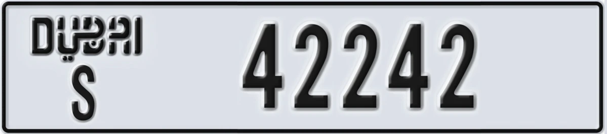 UAE License Plate Dubai S 42242