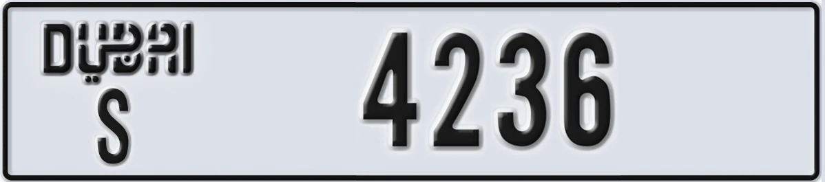UAE License Plate Dubai S 4236