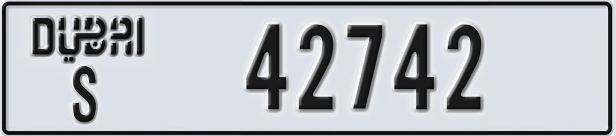 UAE License Plate Dubai S 42742
