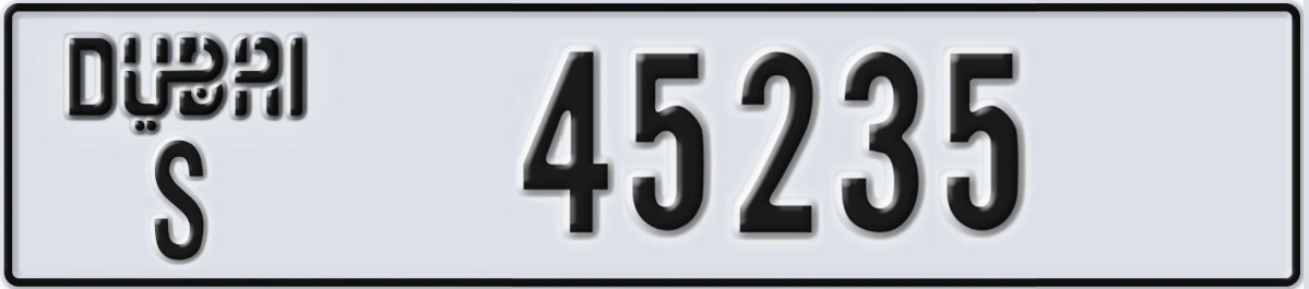 UAE License Plate Dubai S 45235