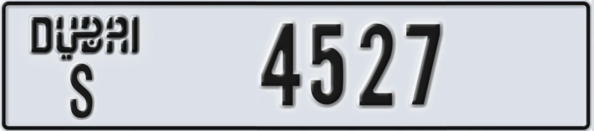 UAE License Plate Dubai S 4527