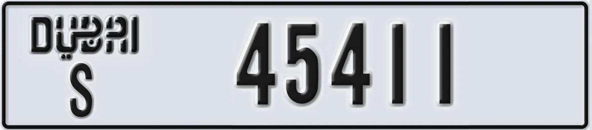 UAE License Plate Dubai S 45411