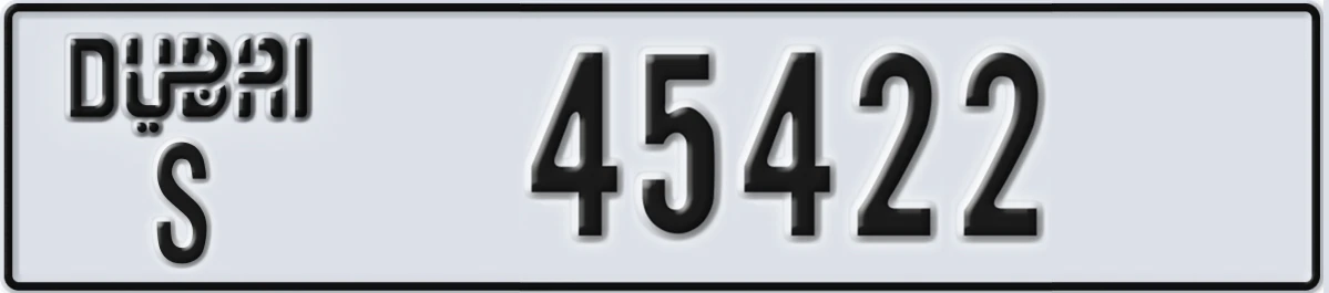 UAE License Plate Dubai S 45422