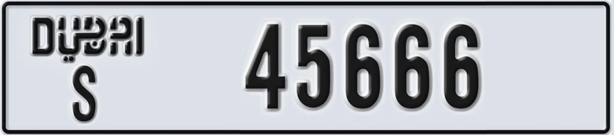 UAE License Plate Dubai S 45666