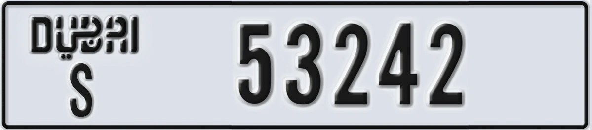 UAE License Plate Dubai S 53242