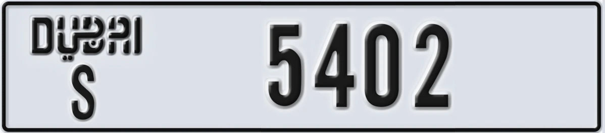 UAE License Plate Dubai S 5402