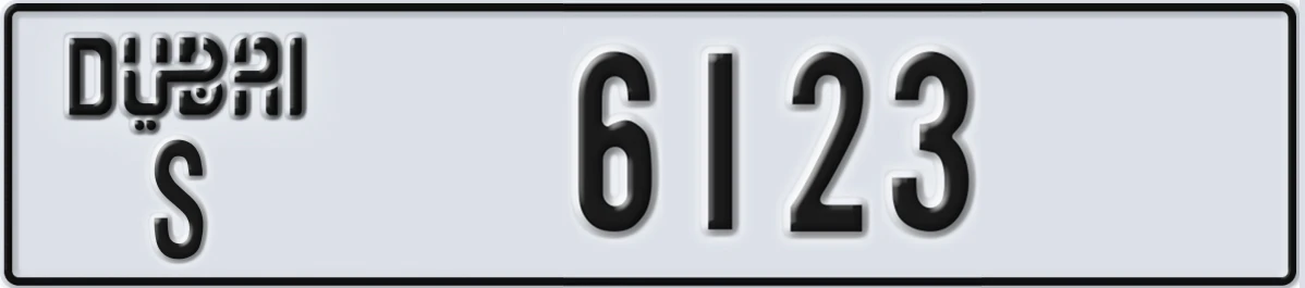 UAE License Plate Dubai S 6123