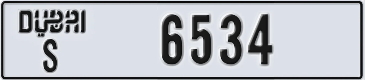 UAE License Plate Dubai S 6534